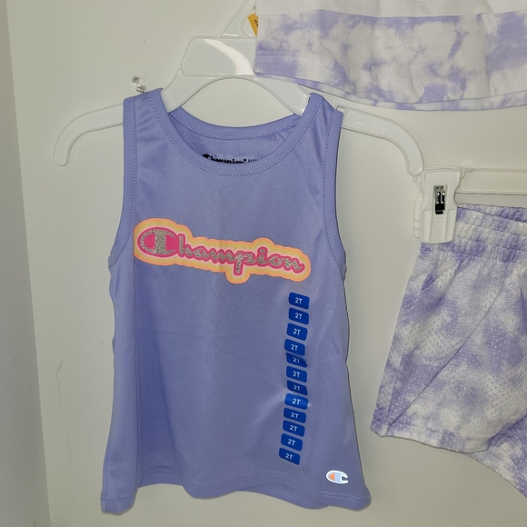 Champion 3pc Activewear Set Girls Toddler Size 2T (White- Purple-Pink) NWT - Picture 15 of 15